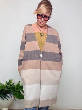 Spolverino a Righe Orizzontali Toni Naturali