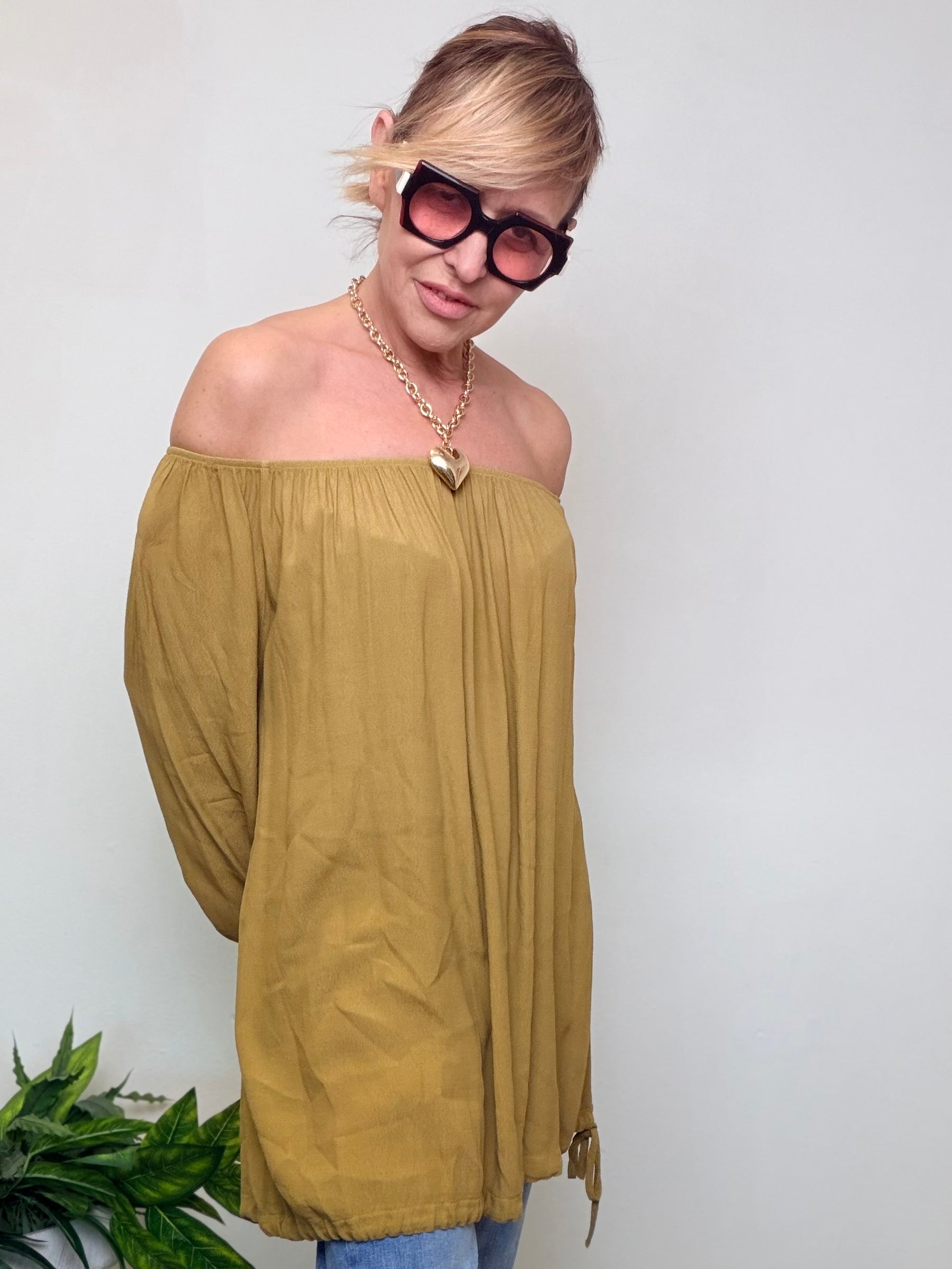 Camicia Off-Shoulder con Elastico