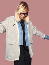 Giacca grigio mélange con inserti denim