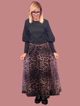Gonna lunga in tulle animalier con elastico in vita