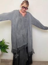 Cardigan Lungo Modal Tinto Capo con Pizzo