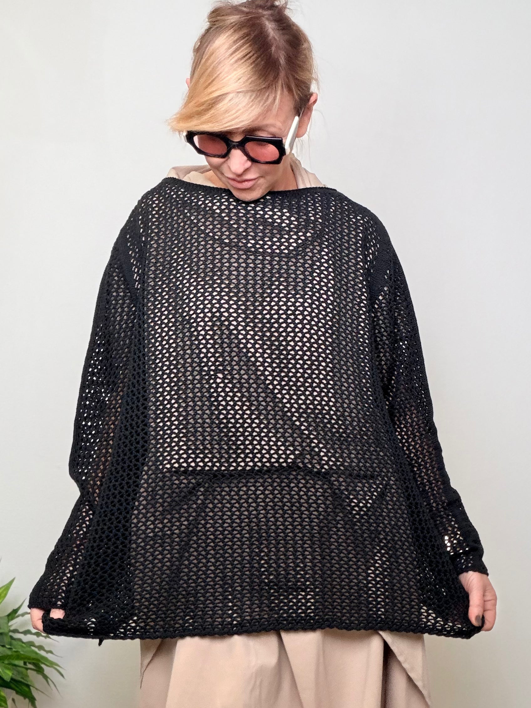 Maglia Oversize Traforata a Rete