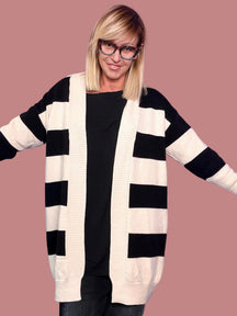 Cardigan lungo a righe larghe Female