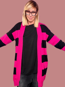 Cardigan lungo a righe larghe Female