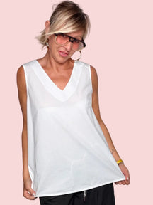 Top Trapezio in Tela Paracadute — Bianco / Nero / Marrone