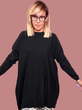 Maxi maglia over con fondo a coste Female