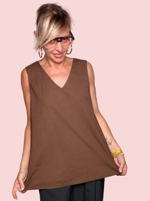 Top Trapezio in Tela Paracadute — Bianco / Nero / Marrone