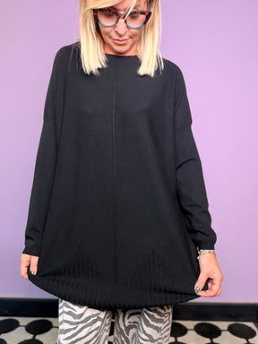 Maxi maglia over con fondo a coste Female