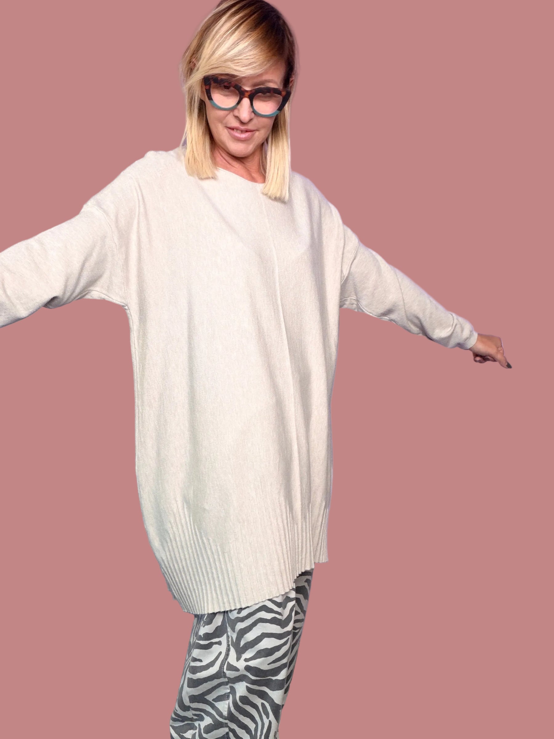 Maxi maglia over con fondo a coste Female