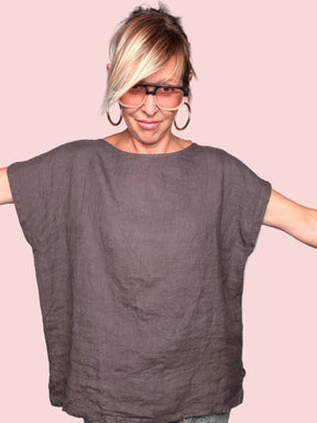 Camicia a cubetto in lino Rosso
