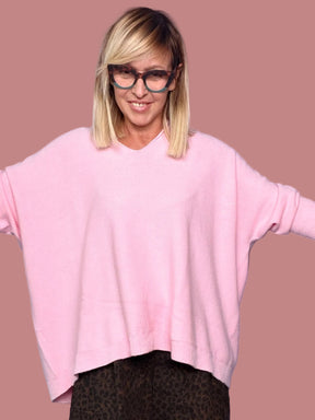 Maglia  over con scollo a V e spalle scese