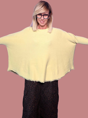 Maglia poncho over con fondo sfrangiato Female