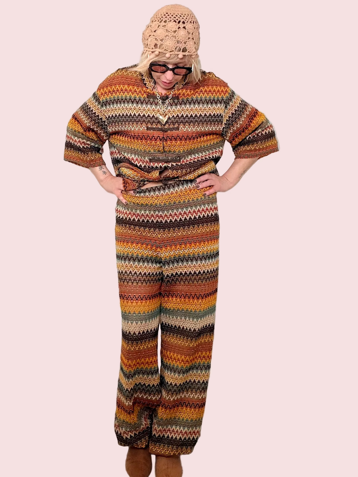 Pantalone Crochet Chevron Multicolor