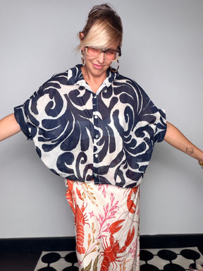 Camicia Oversize Stampa Arabeschi —