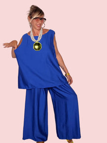Completo Due Pezzi Top Cape e Pantalone Palazzo