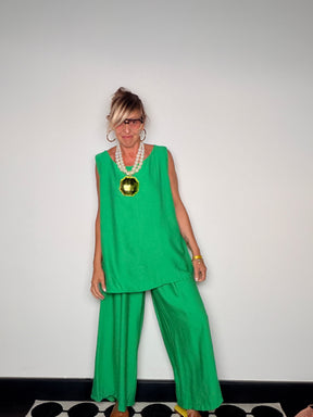 Completo Due Pezzi Top Cape e Pantalone Palazzo