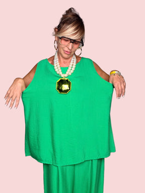 Completo Due Pezzi Top Cape e Pantalone Palazzo