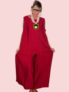 Completo Due Pezzi Top Cape e Pantalone Palazzo