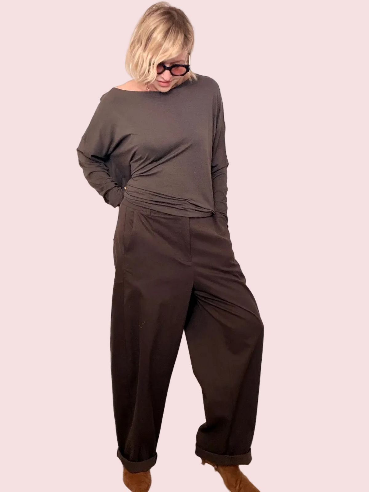 Pantalone Balloon con Cuciture Over