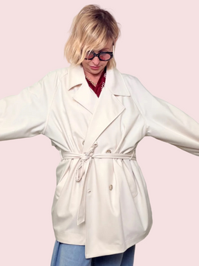 Trench Over Fluido Bianco Panna