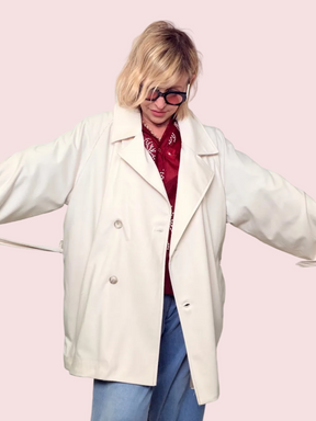 Trench Over Fluido Bianco Panna