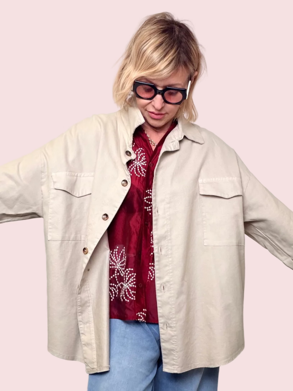 Camicia-Giacca Over Cotone con Tasche