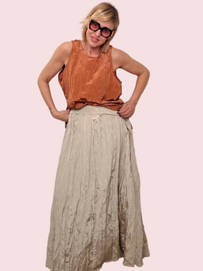 Gonna Lunga Stropicciata Effetto Plissé