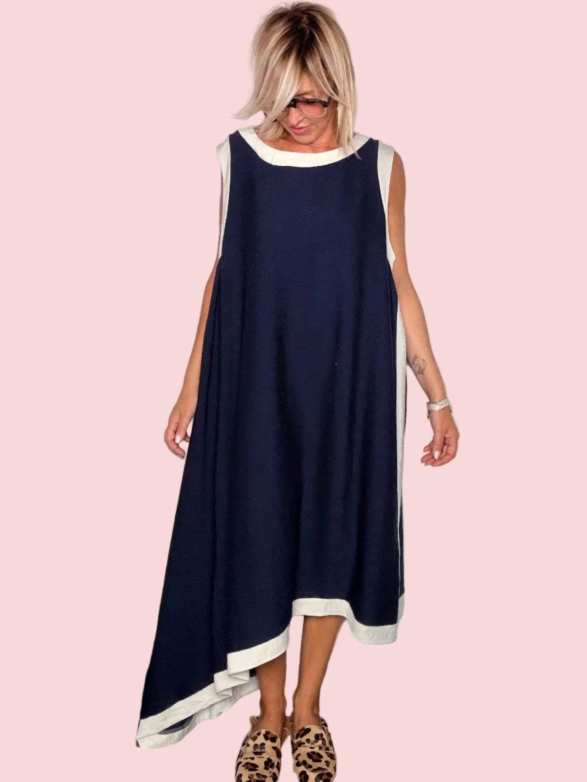 Vestito Lungo Navy Bicolor Oversize