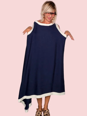 Vestito Lungo Navy Bicolor Oversize