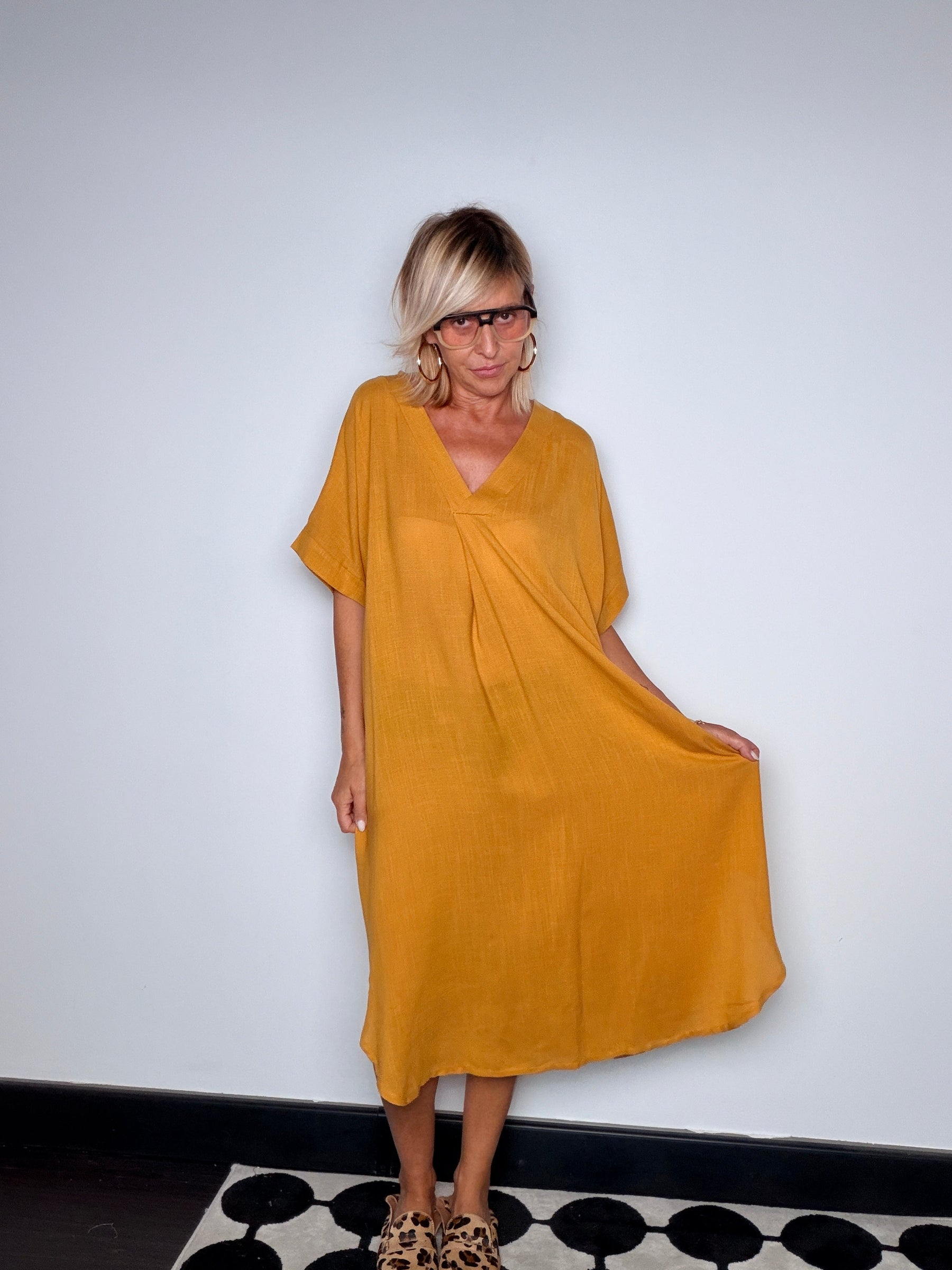 Abito kaftan ocra - laterale