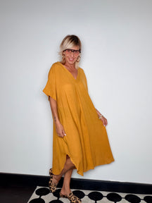 Abito kaftan ocra - movimento