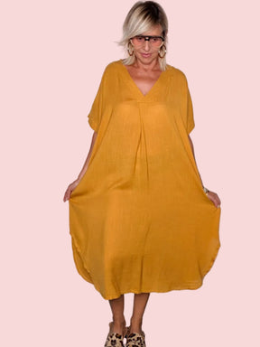 Abito kaftan ocra - frontale