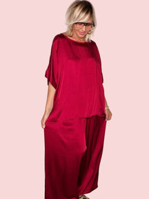Completo viscosa satinata bordeaux - frontale