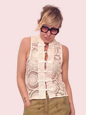 Gilet Macramè Ecru