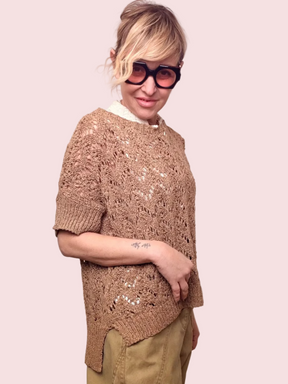 Maglia Fettuccia Traforata Camel
