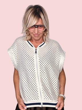 Gilet bomber sangallo panna - dettaglio