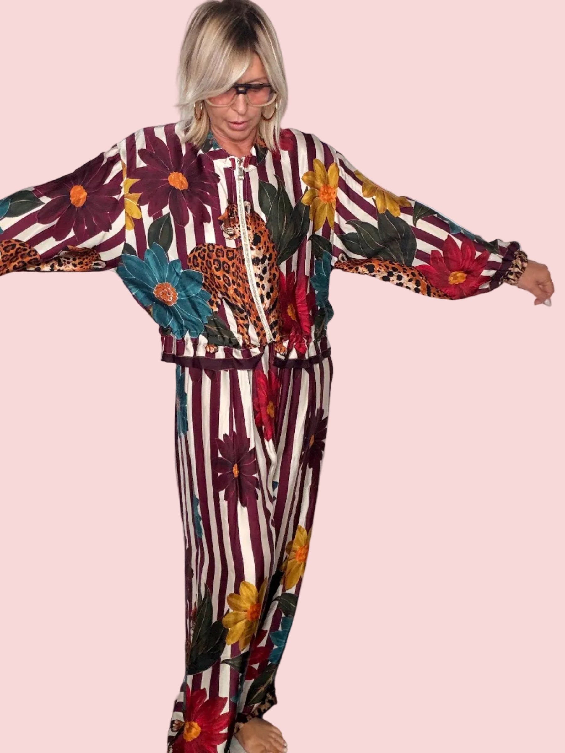 Completo bomber pantalone bordeaux - frontale