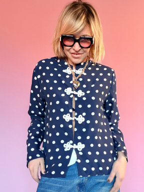 Giacca camicia  Pois Navy – Chiusura Orientale