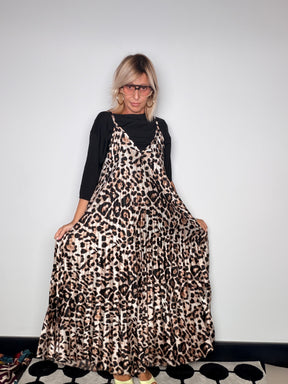 Abito maxi slip dress leopardata - frontale 2