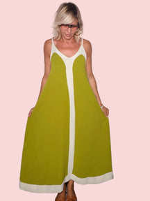 Abito Maxi Color Block Spalline