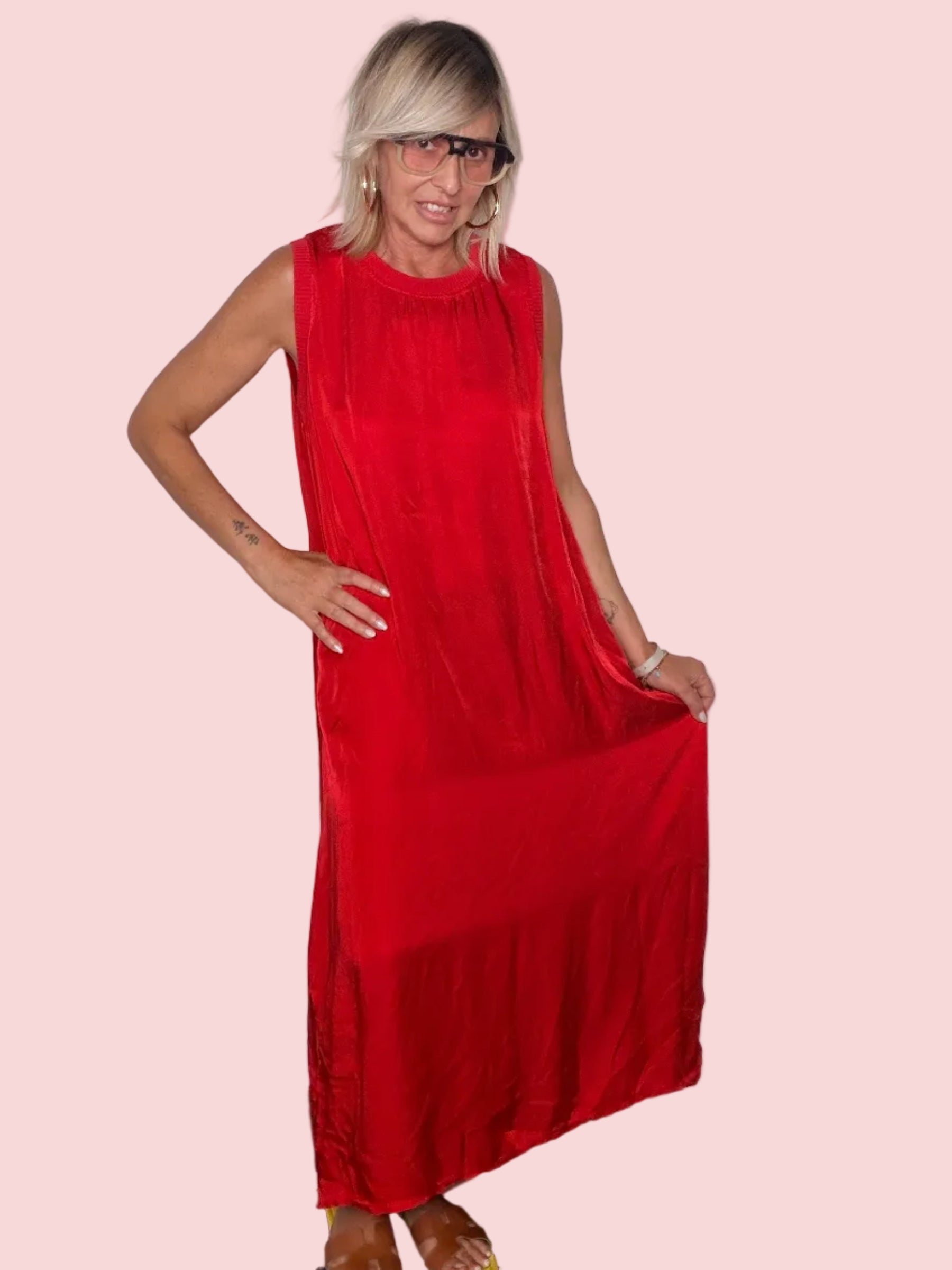 Abito Maxi Satin Trapezio — FEMALE