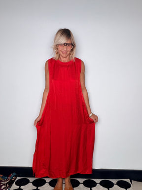 Abito Maxi Satin Trapezio — FEMALE