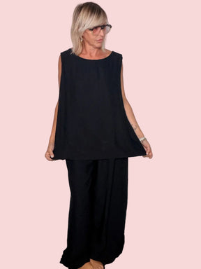 Completo Due Pezzi Top Cape e Pantalone Palazzo