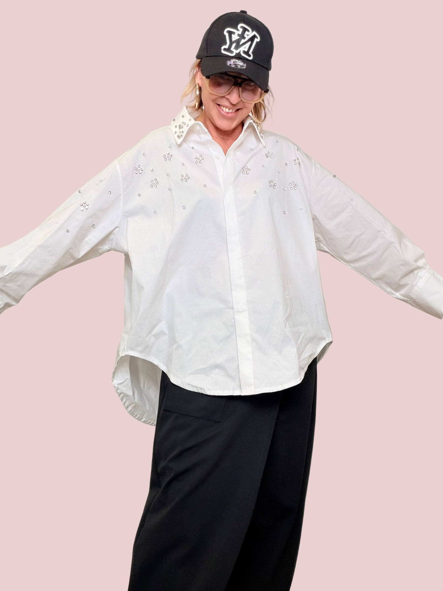 FEMALE - CAMICIA OVERSIZE CON GIOIELLO