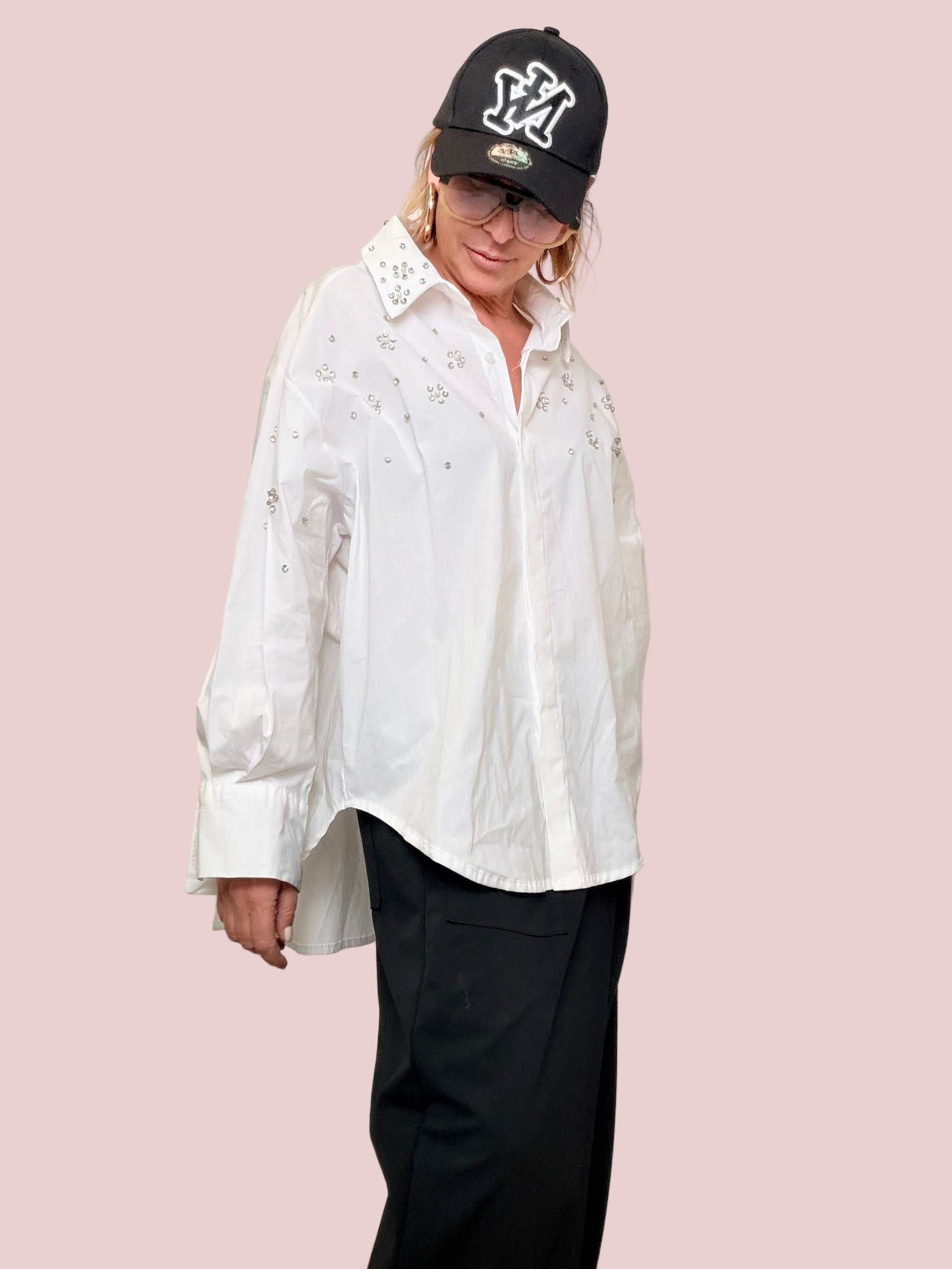 FEMALE - CAMICIA OVERSIZE CON GIOIELLO
