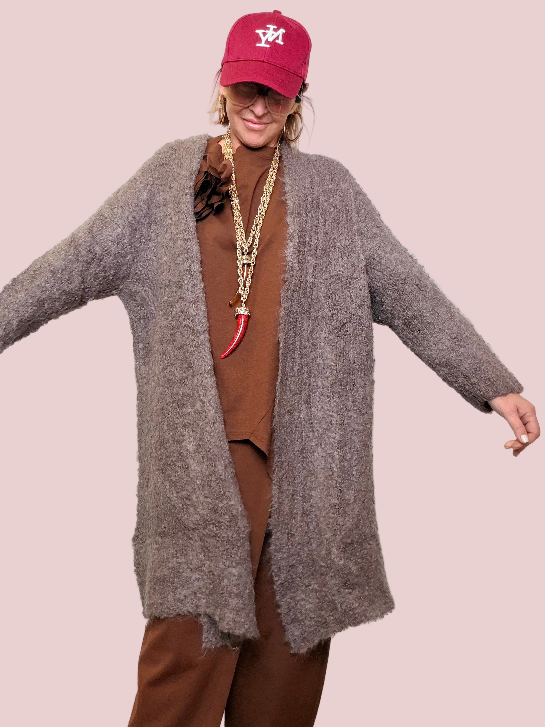 FEMALE - Cardigan lungo morbido boucle