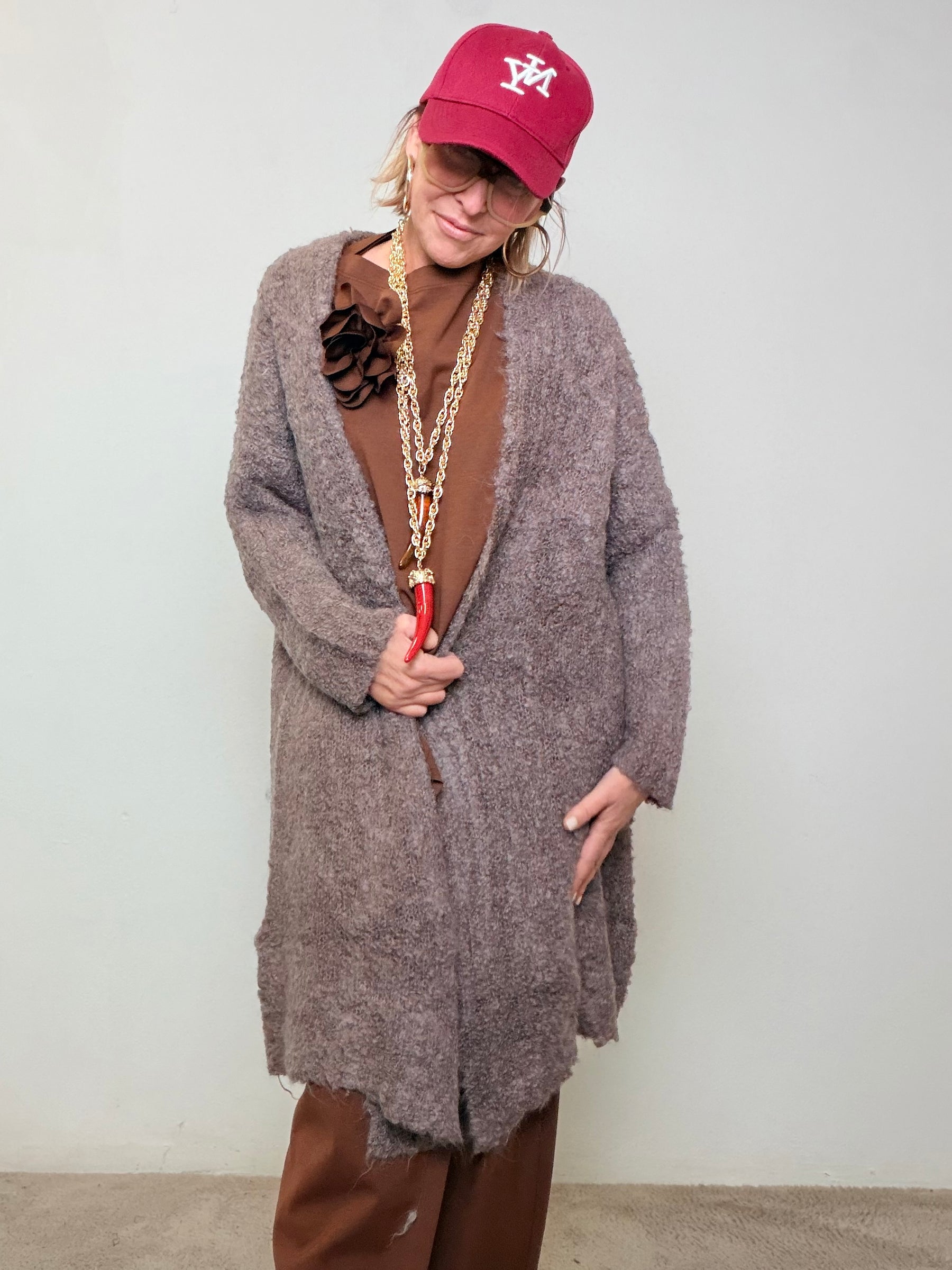 FEMALE - Cardigan lungo morbido boucle