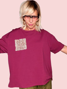 T-shirt Oversize con Tasca Glitter