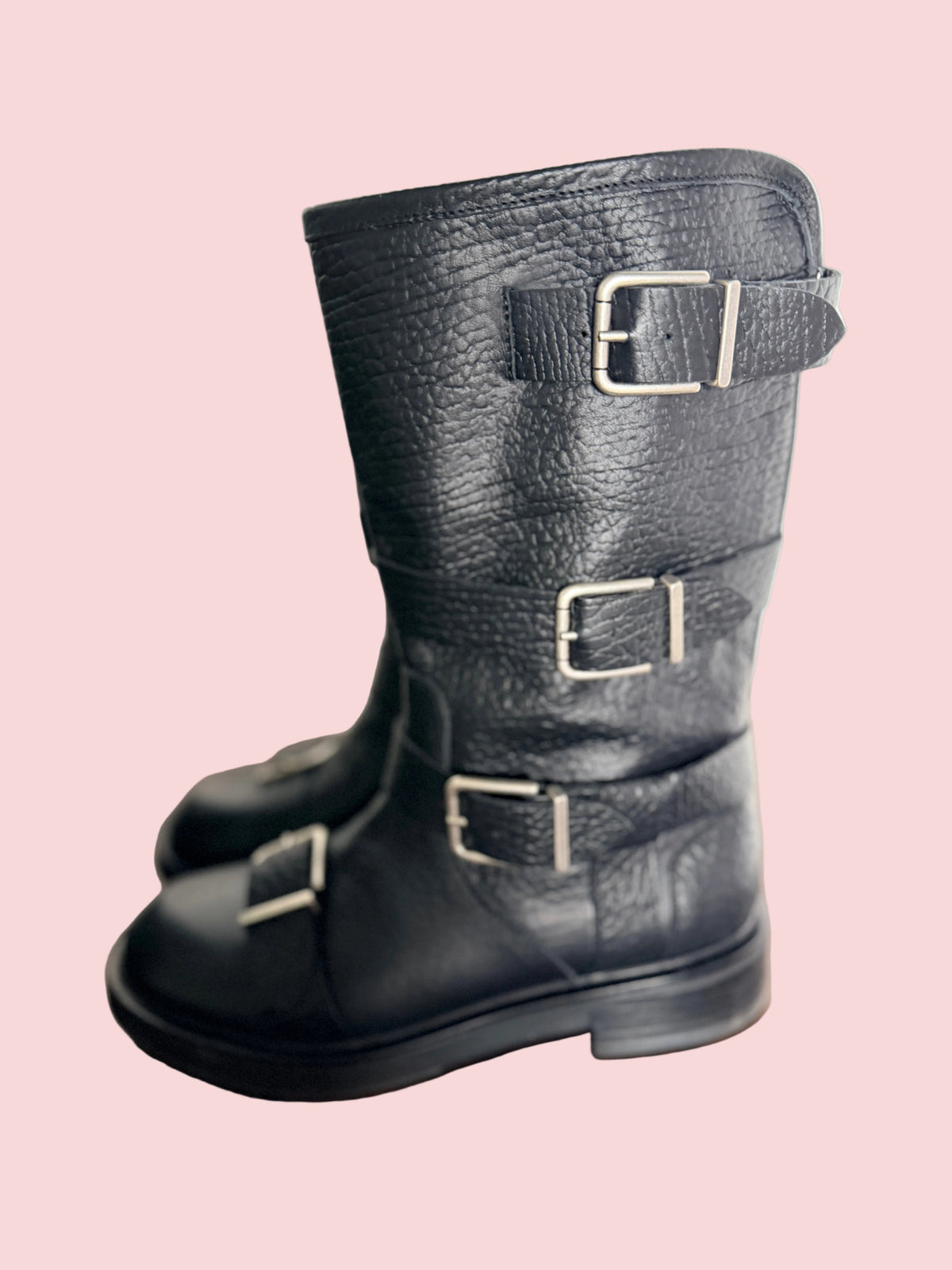 Stivale Anfibio Biker in Pelle Martellata