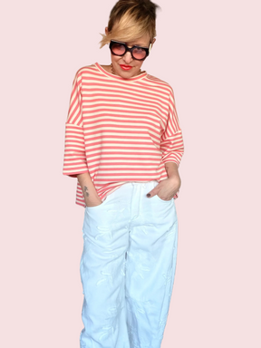 Jeans Wide Leg Bianchi con Ricami